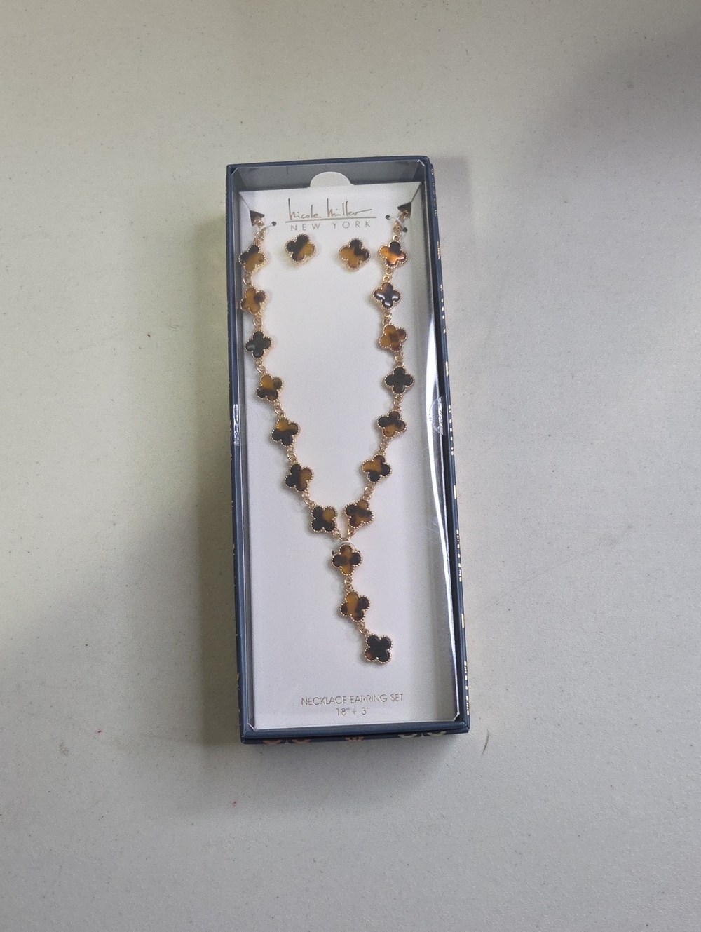 Nicole Miller Black and Gold Clover-Link Necklace Set
